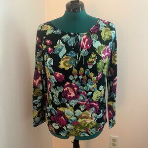 Talbots Floral Print Longsleeve Knit Top